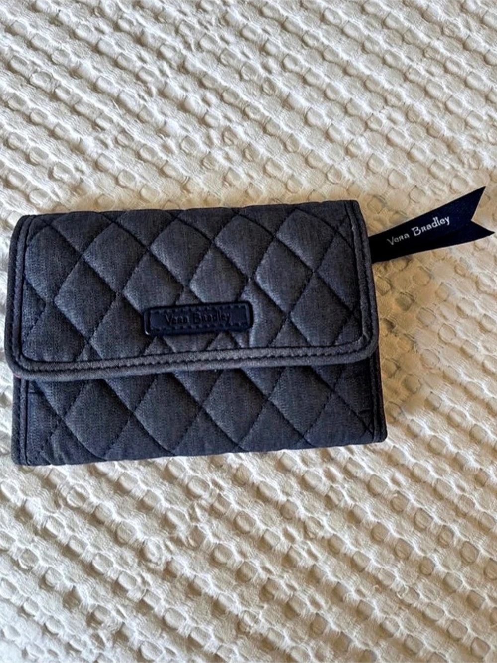 Vera Bradley Quilted Floral Wallet in Gray & Pink Like New